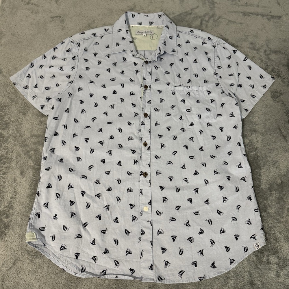 Sovereign Code Sailboat Button Down Flamingo Flip Cuff Shirt Mens L‎ White